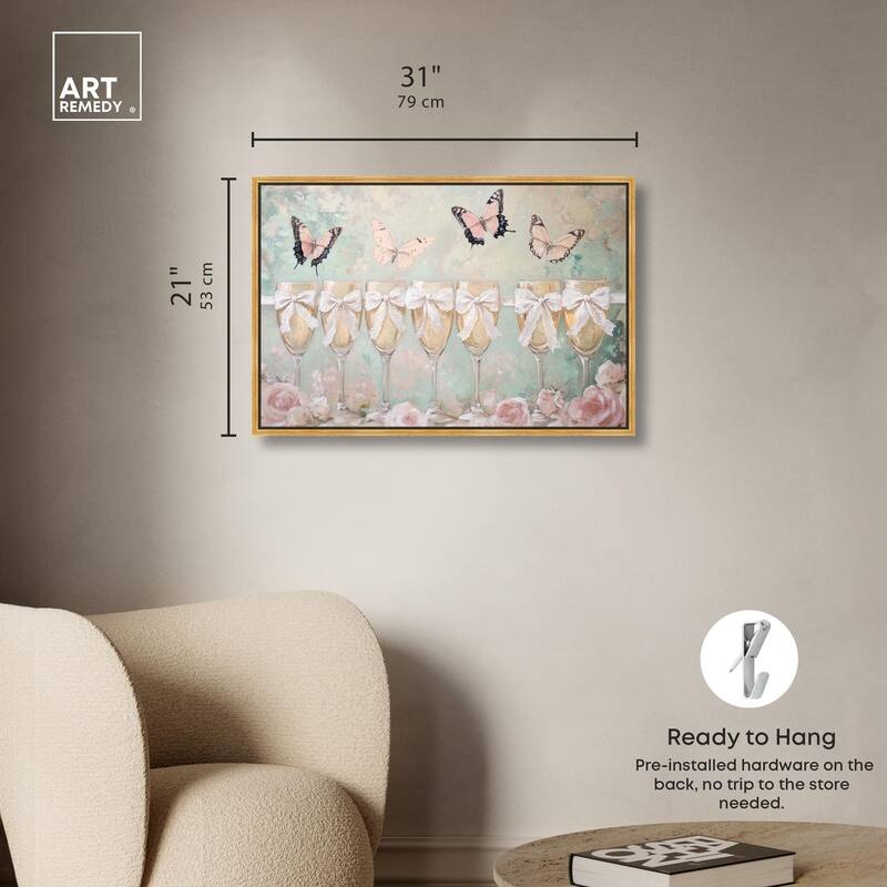 Champagne Mint and Pink Glass Canvas by Art Remedy
