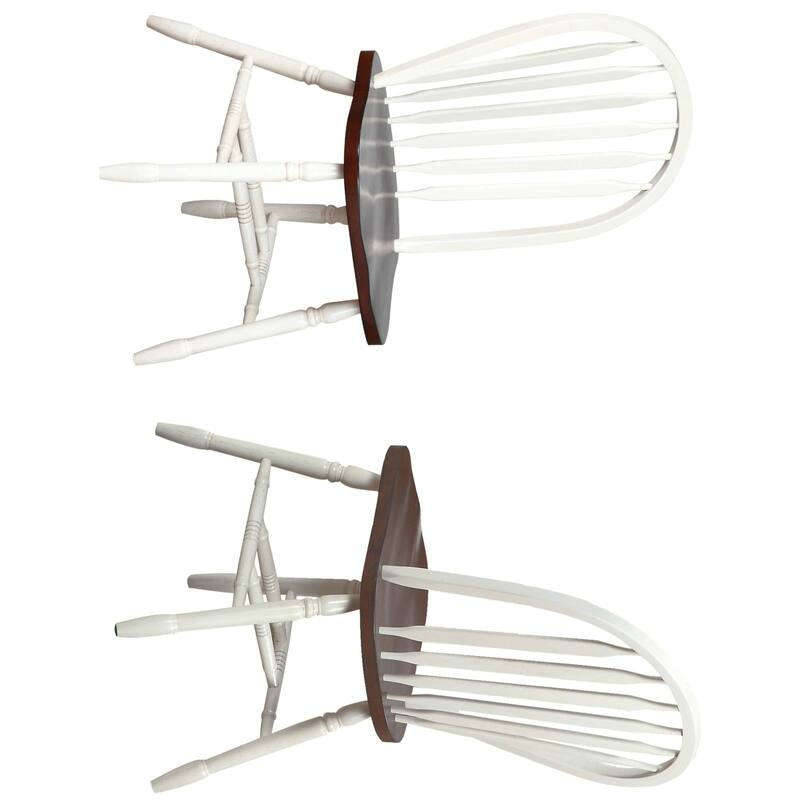Distressed Nutmeg Windsor Side Chairs - 41" - Light Gray and Brown - Set of 2