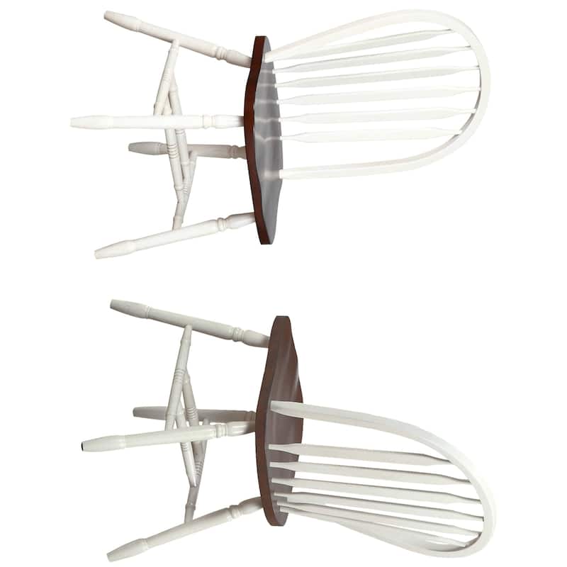 Distressed Wooden Side Chairs - 38" - White and Brown - Set of 2