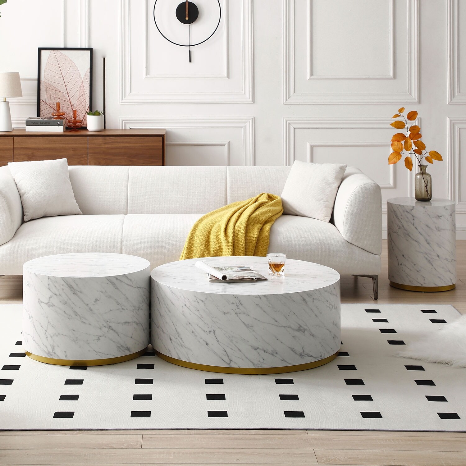 Elle round block coffee table top