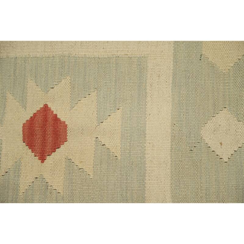 Hand Woven Oriental 100% Wool Carpet Southwestern Tribal Green Kilim Area Rug - 5' 9'' X 4' 2''