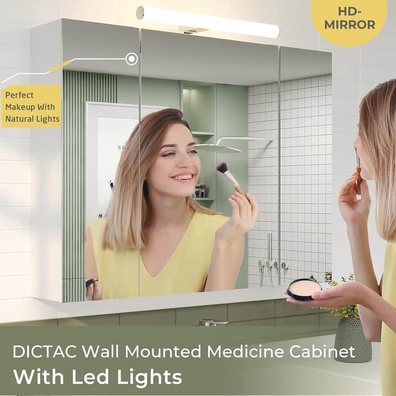 Lighted Medicine Cabinet Bathroom Wall Mounted Storage Doors