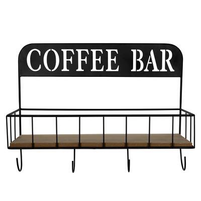 Coffee Bar Metal and Wood Wall Shelf - 12.25"H x 16"W x 6.5"D