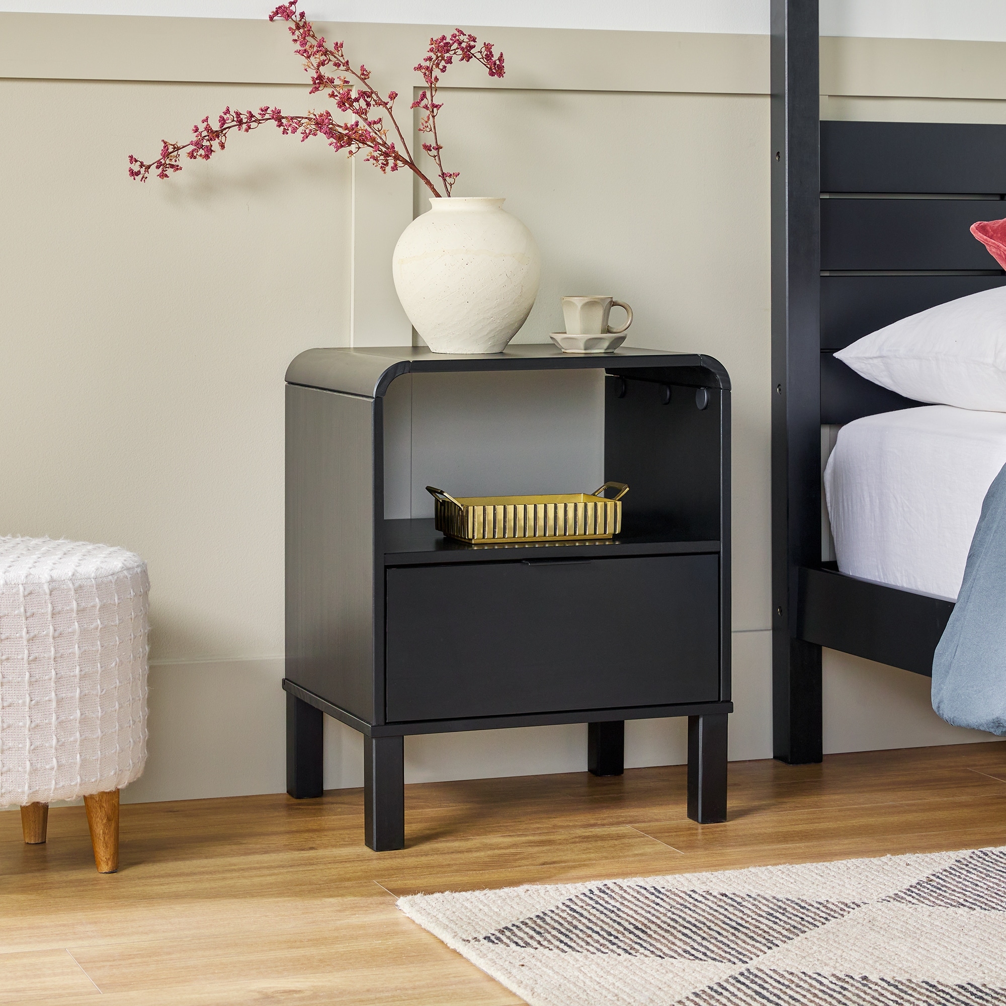 Walker Edison Minimalist Curved-Top Nightstand