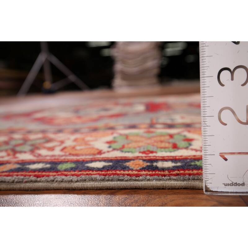 Gray Kazak Foyer Rug Hand-Knotted Wool Carpet - 3'2" x 5'0"