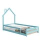 preview thumbnail 6 of 19, Floor Bed with Fences, Twin Size Pine Wood Platform Floor Bed with House-shaped Headboard for Girls, Boys Bedroom