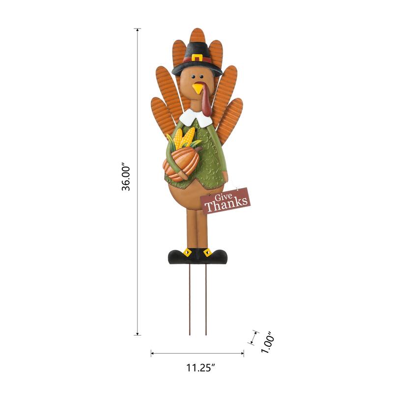 Glitzhome Fall Harvest Metal Yard Stake Hanging Decor for Thanksgiving (2-3 Functions)