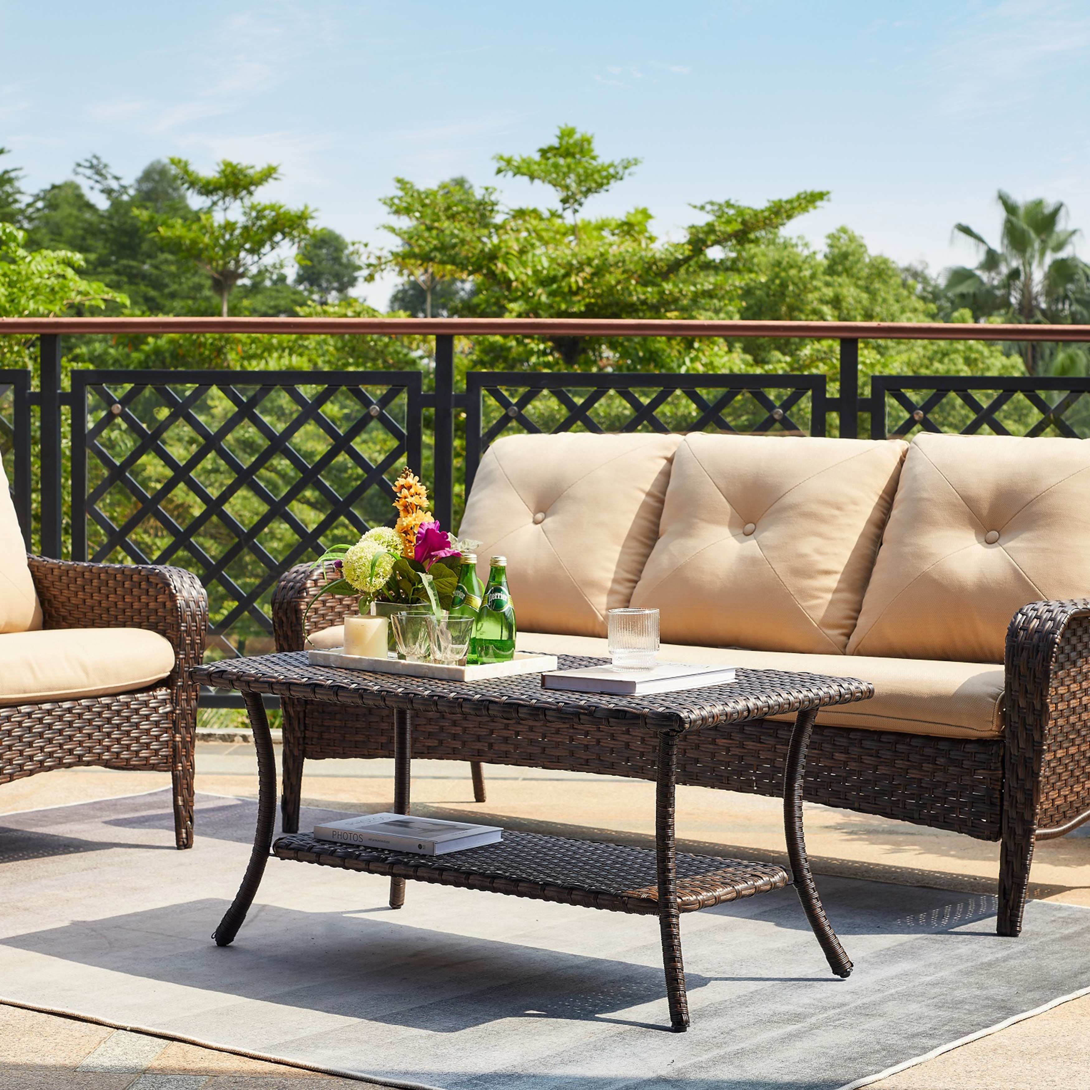 Tribeca 4 piece rattan set with cushion sales
