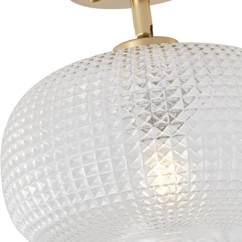 Modern Copper Tone Electroplated Metal White Jade Glass One Light Flush Mount Ceiling Light 9.8 Inch Diameter