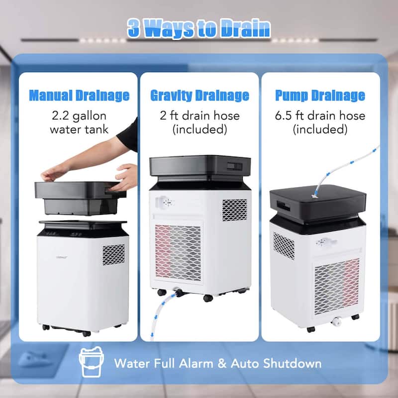 Costway 70 Pint Dehumidifier for Basement with Continuous & Auto Mode - See Details