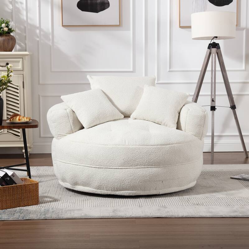Circular wide living room fabric sofa, balcony swivel sofa chair