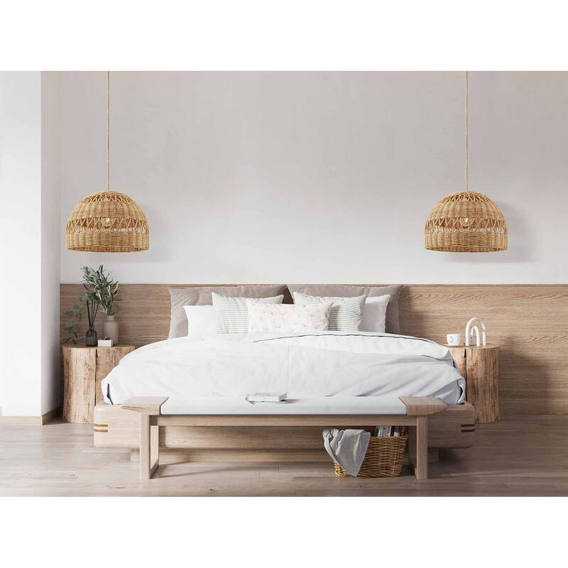 Radiant - 18" Natural Rattan Dome Plug-In or Hardwired Light for Dining Room, Kitchen, or Bedroom in Boho and Coastal Style