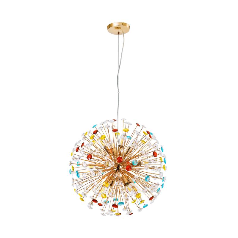 12-Light Modern Glam Linear Sputnik Crystal Chandelier Starburst Firework Globe Pendant Light - 21.6 in. W x 21.6 in. H