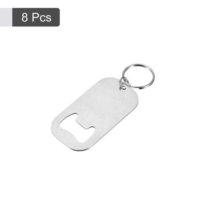 8pcs Stainless Steel Flat Beer Bottle Opener Keychain 2.75 inch Long, Silver