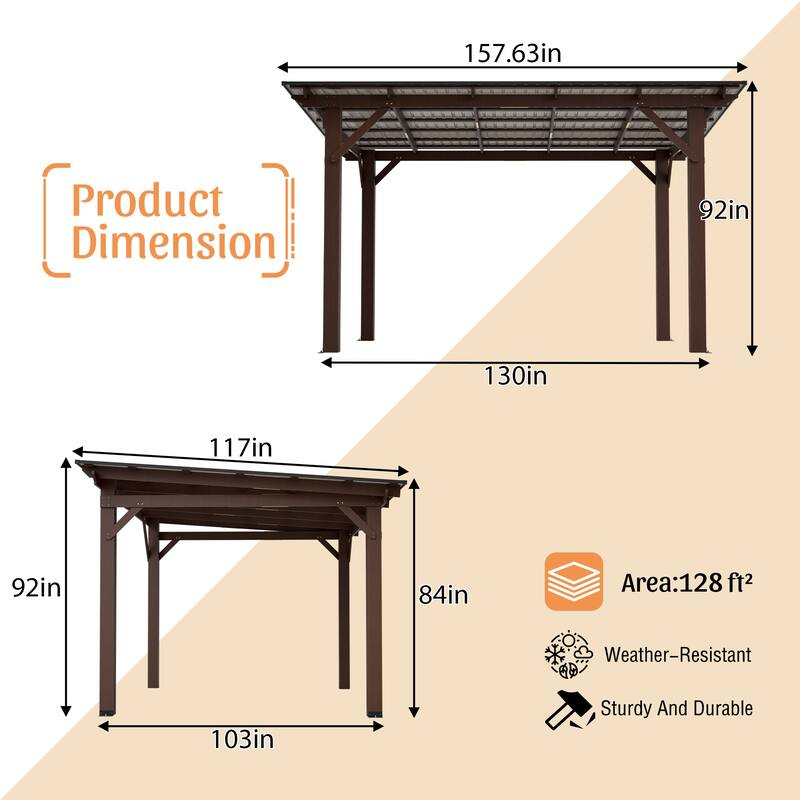 GDFStudio - Oliver Heavy Duty Outdoor Carport Gazebo with Waterproof Shade and Reinforced Base