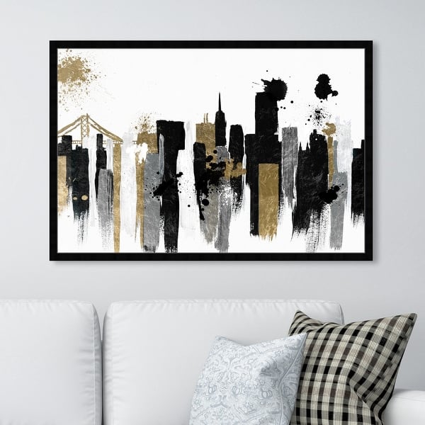slide 1 of 22, Oliver Gal 'Glamorous San Francisco' Cities and Skylines Wall Art Framed Print United States Cities - Black, Gold 45 x 30 - Black