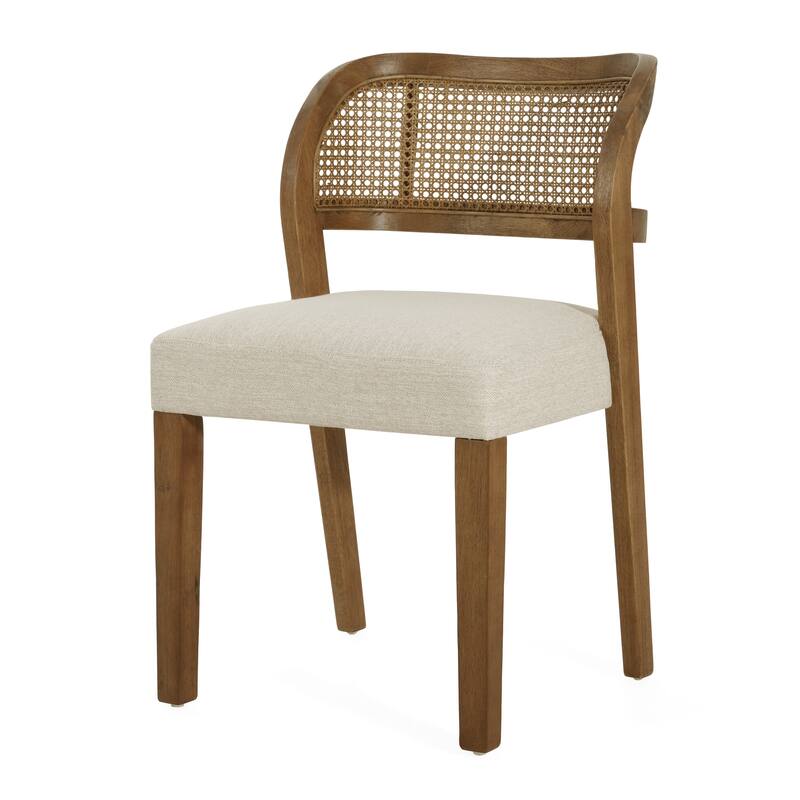 Christopher Knight Home - Minimalist 19.25"W Wood Dining Chairs Set with Hand-Woven Curved Backrest & Upholstered Seat