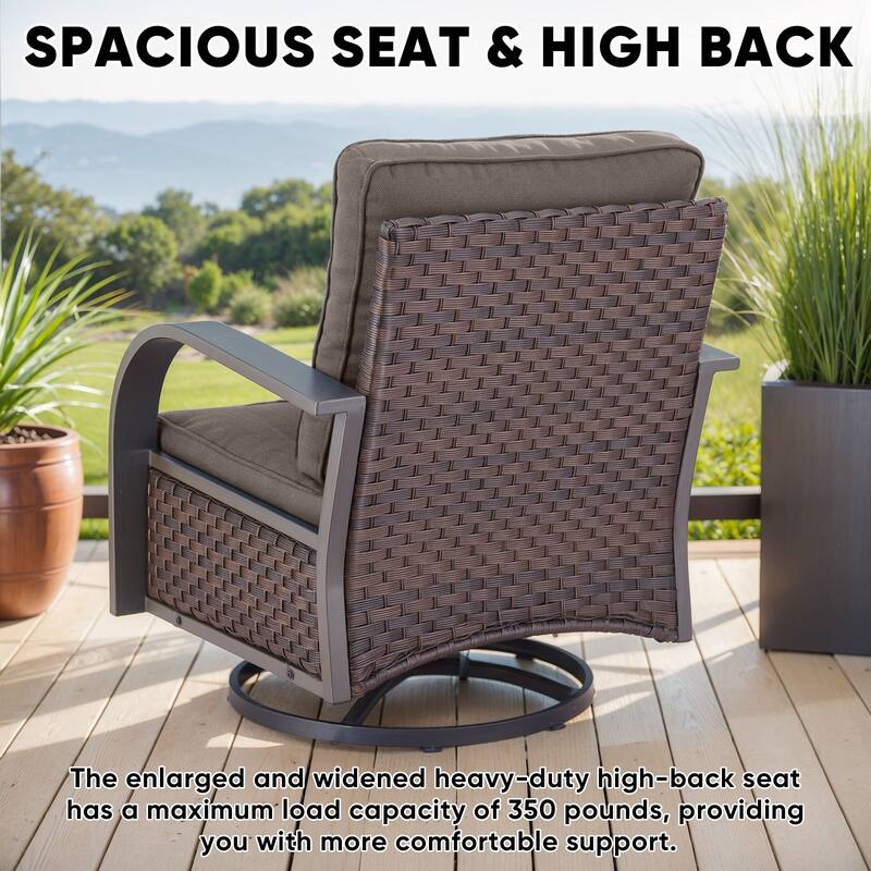 Outdoor Sofa with 2 Swivel Chairs, 2 Patio Chairs and 2 Ottomans