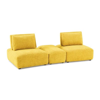 Stavan Modular Curved 2 Seat Sofa, Ottoman, Yellow Adjustable Back