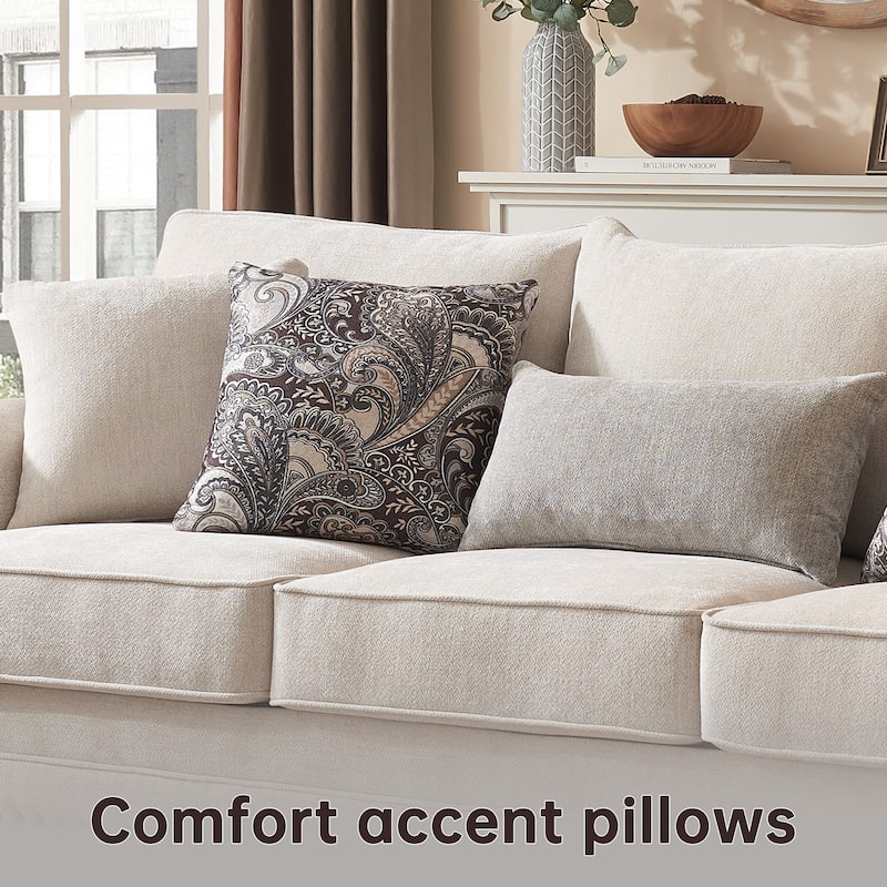 Morden Fort Chenille Fabric Sofa with Rolled Arm and Nailhead Trim