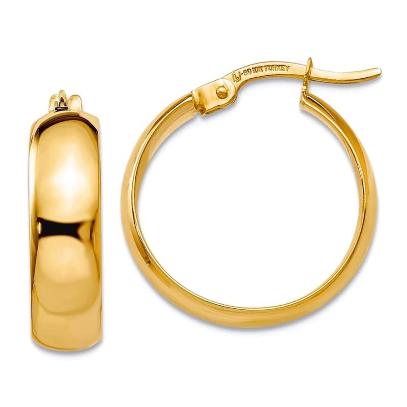 Curata 10k Yellow or White Gold Polished Hinged 19x4.6mm Round Hoop Earrings - Yellow