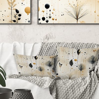 Designart "Grey And Beige Urban Ferns Soft Color I" Floral Printed Throw Pillow
