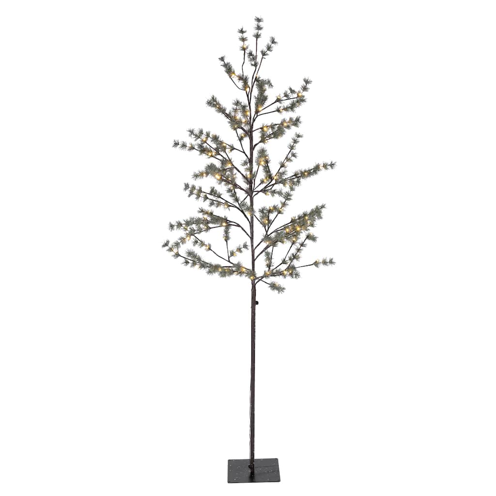 7 ft Tall Icy Pine Winter Lighted Tree with 108 Warm White LEDLights