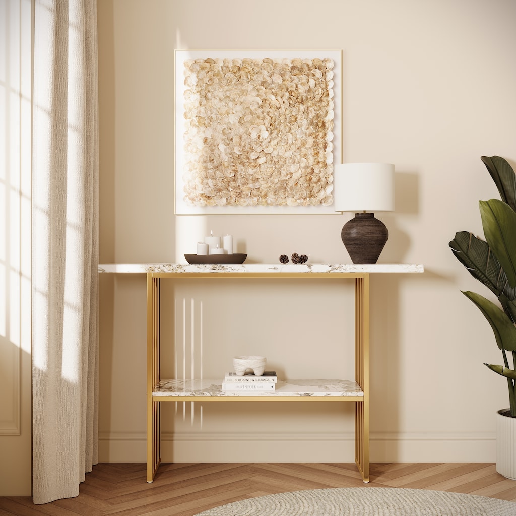 Modern Luxury 47.24" Console Table Stylish Entryway Table with Storage Shelf for Home Decor