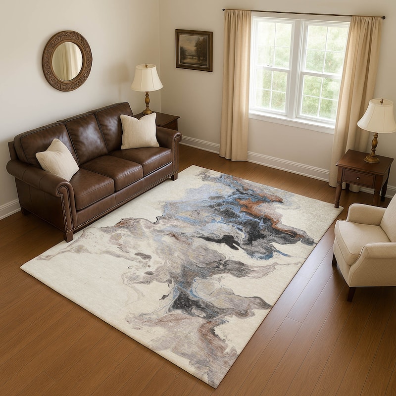 Premium Washable Super Soft Modern Glam Mayfield Rug - Beige - 5' x 7'6"