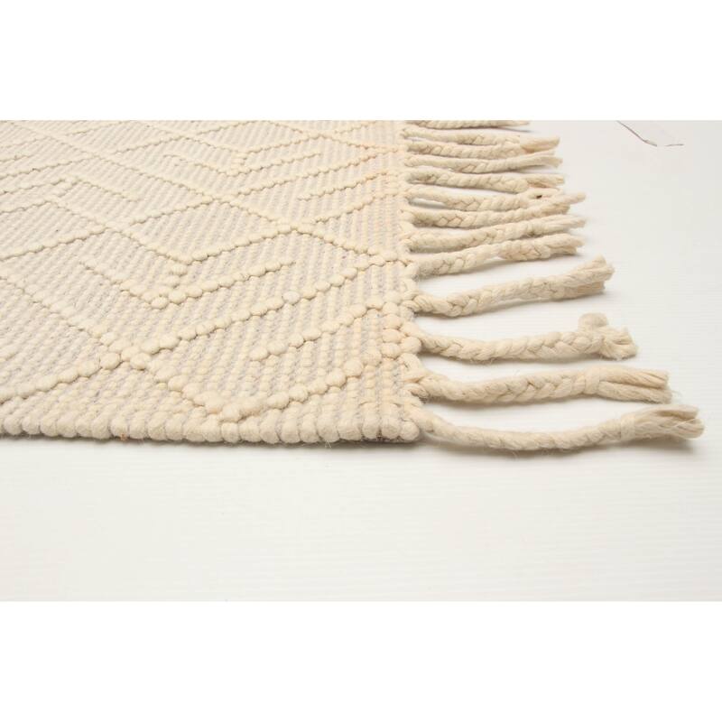 ECARPETGALLERY Braid weave Sienna Cream Wool Rug - 5'2 x 7'9