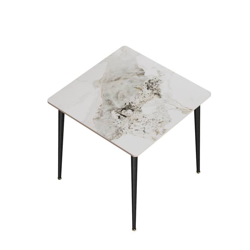 Sintered Stone Tabletop Iron Tube Legs Kitchen Dining Table - 31.5"