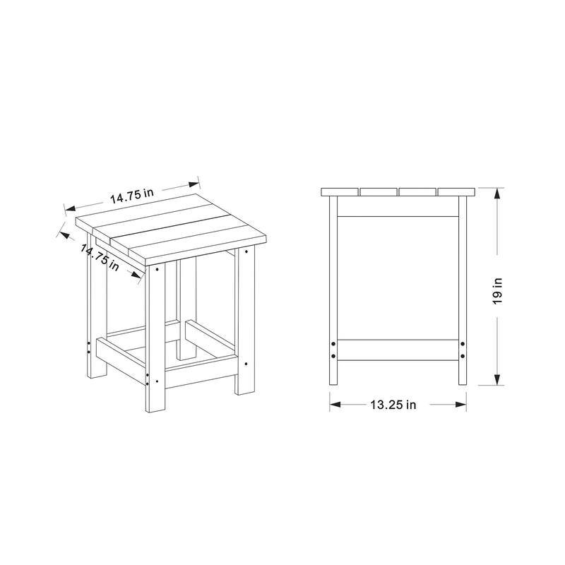 Hampton All Weather Poly Lumber Outdoor Square Patio Side Table