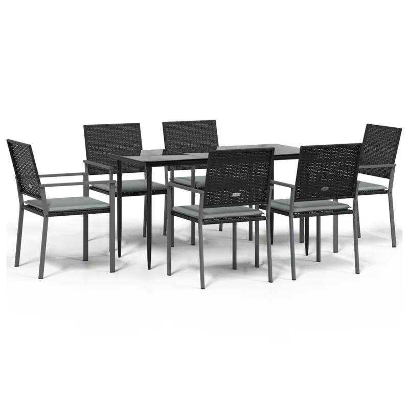 vidaXL 3/5/7/9 Piece Patio Dining Set with Cushions Poly Rattan and Steel