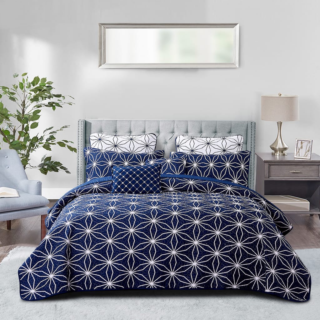Home Soft Things Memphis 7 Piece Printed Microfiber Quilts Set