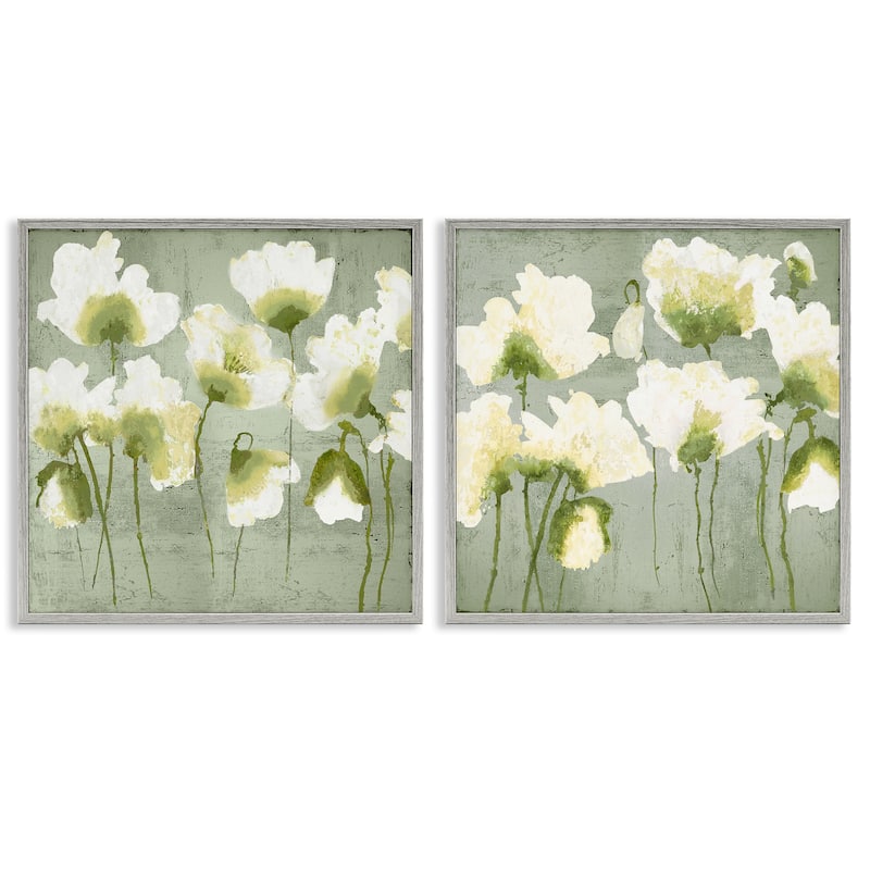 Stupell Charming White Blooms Framed Giclee Art Design By Vanessa Austin (Set of 2) - 17 x 17 - Grey
