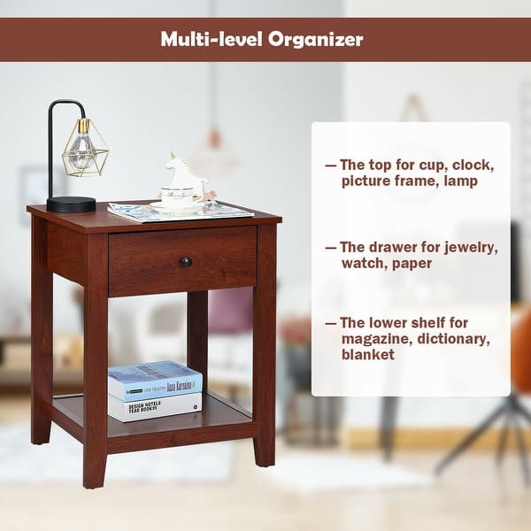 Shop Costway Night Stand End Side Table Bedside Accent Table With
