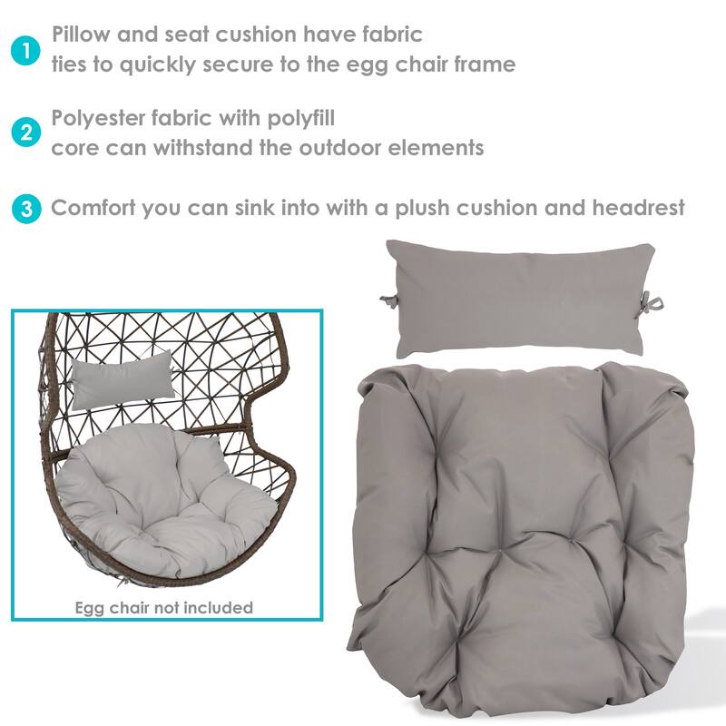 Replacement Seat and Headrest Cushion for Danielle Egg Chair - Gray