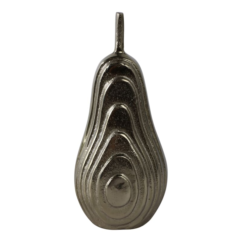 Aluminum Oval Pear Sculpture with Modern Textured Design - 8" Gold - 4" x 4" x 8"
