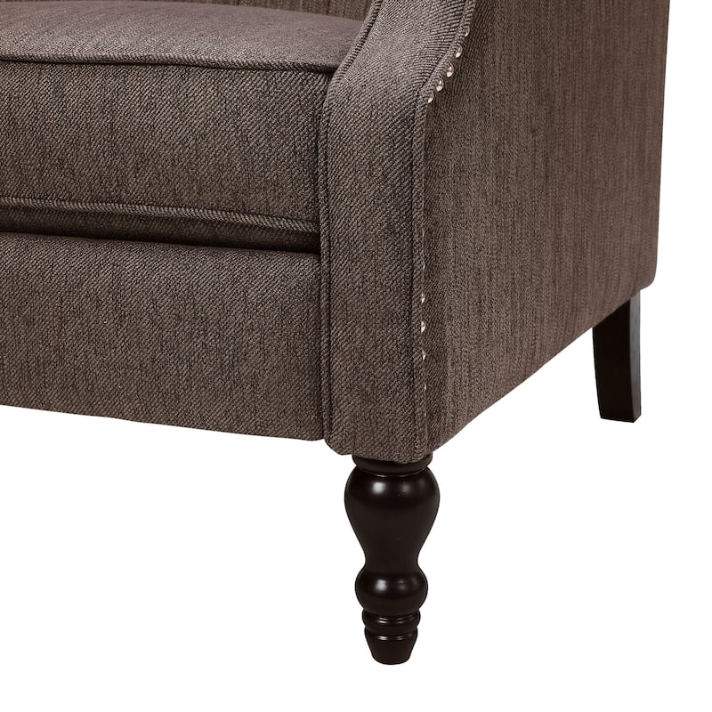 Oversized Wingback Push-Back Recliner with Footrest, Tufted Back, Nailheads