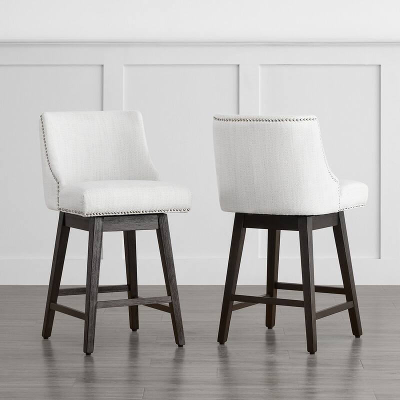 Spruce & Spring Oliver Counter Height Swivel Barstool Set - Set of 2 - White(Multi-colored) - Counter Height