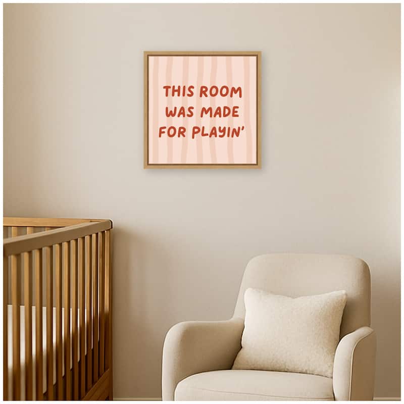Kate and Laurel This Room Was Made For Playing Square by Laura Moss Framed Canvas Wall Art Print