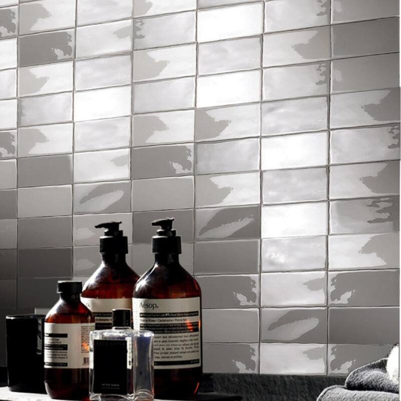 The Tile Life Metro 12x11 Grey/ White Brick Porcelain Backsplash Wall Tile