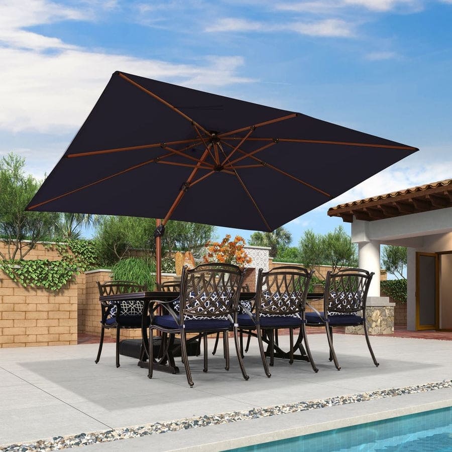 PURPLE LEAF 9 x 12ft Rectangle Wood Pattern Patio Cantilever Umbrella