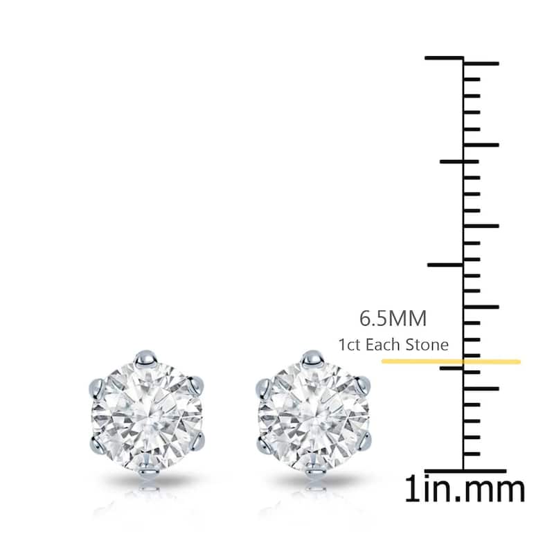 Auriya 2ctw Round Diamond Stud Earrings 14k Gold 6-Prong (I-J, I1-I2)