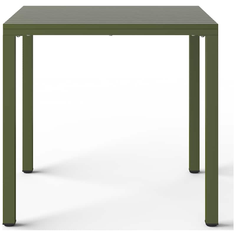 Frond and Form 31.5 Inch Outdoor Square Dining Table with Metal Frame