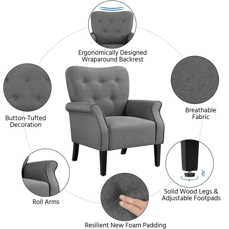 Yaheetech Modern Polyester Fabrics Upholstered Accent Chair Single Sofa for Living Room