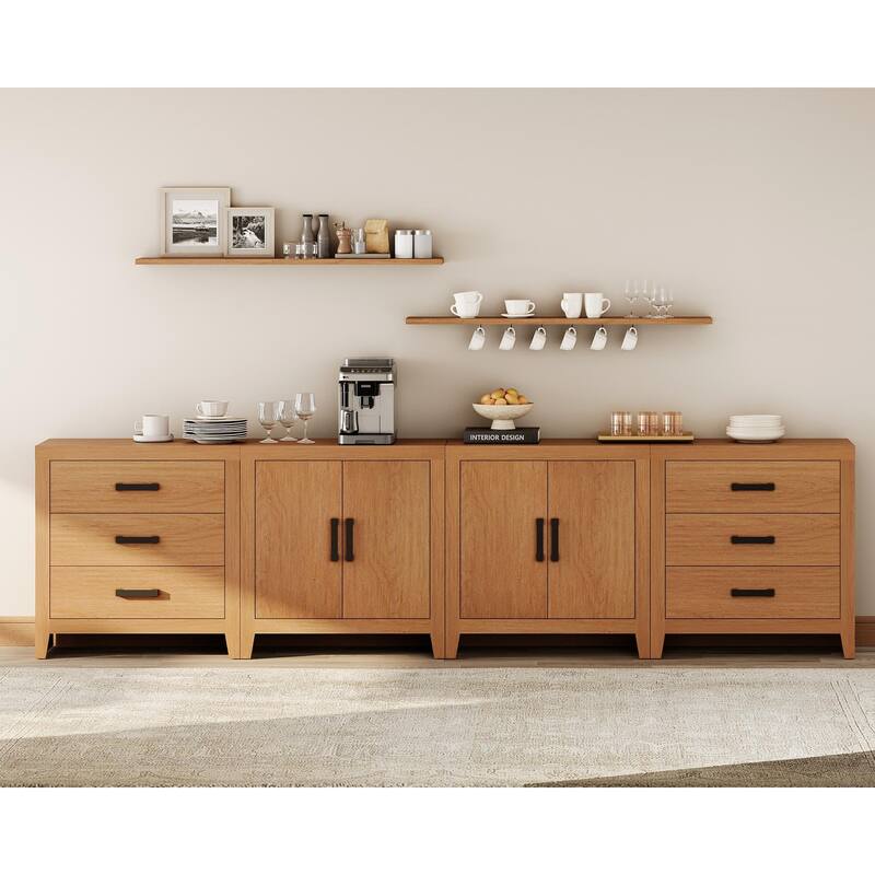 WAMPAT Modern Farmhouse TV Stand with 6 Drawers & 2 Cabinets, Wide Entertainment Center for Large TVs & Media Storage