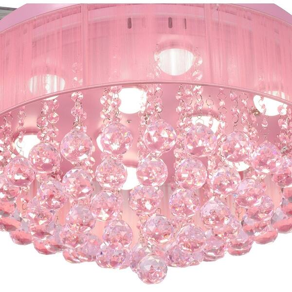 Shop Foldable 42 Inch Pink Crystal Led Ceiling Fan Chandelier With