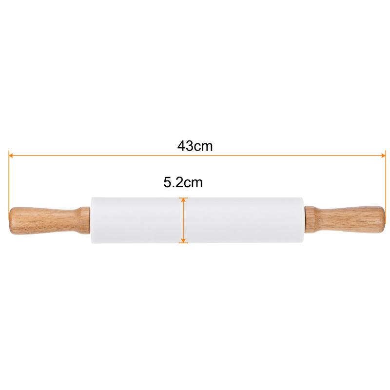 Kitchen Silicone Rolling Pins for Baking Non-stick - White - 43cm x 5.2cm