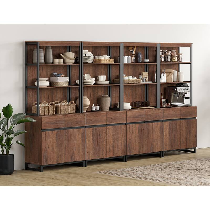 WAMPAT Modern 72" Tall Bookcase with Metal Base and Adjustable Shelves, Library Book Shelf with Storage Cabinet